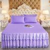 3pcs Bed Skirt Set (Bed Skirt * 1+pillowcase * 2, Without Core),Solid Color Double-Layer Lace Bed Sheet Bedspread, All Season Universal Bedding Set