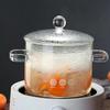 Transparent Glass Soup Pot Heat Resistant Microwave Fire Heating Dual Handles  Glass Saucepan With Cover Kitchen Cooking Tools
