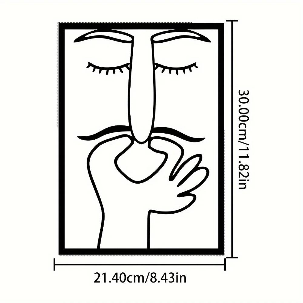 Whimsical Face Line Art Metal Wall Sculpture – Funny Thanksgiving Bathroom Decor, Minimalist Accent