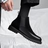 Fashion 2025 Men's Leather Chelsea Boots Black British Style Business Dress Shoes Thick Bottom Chelsea Boots Male Fashion Casual Shoes