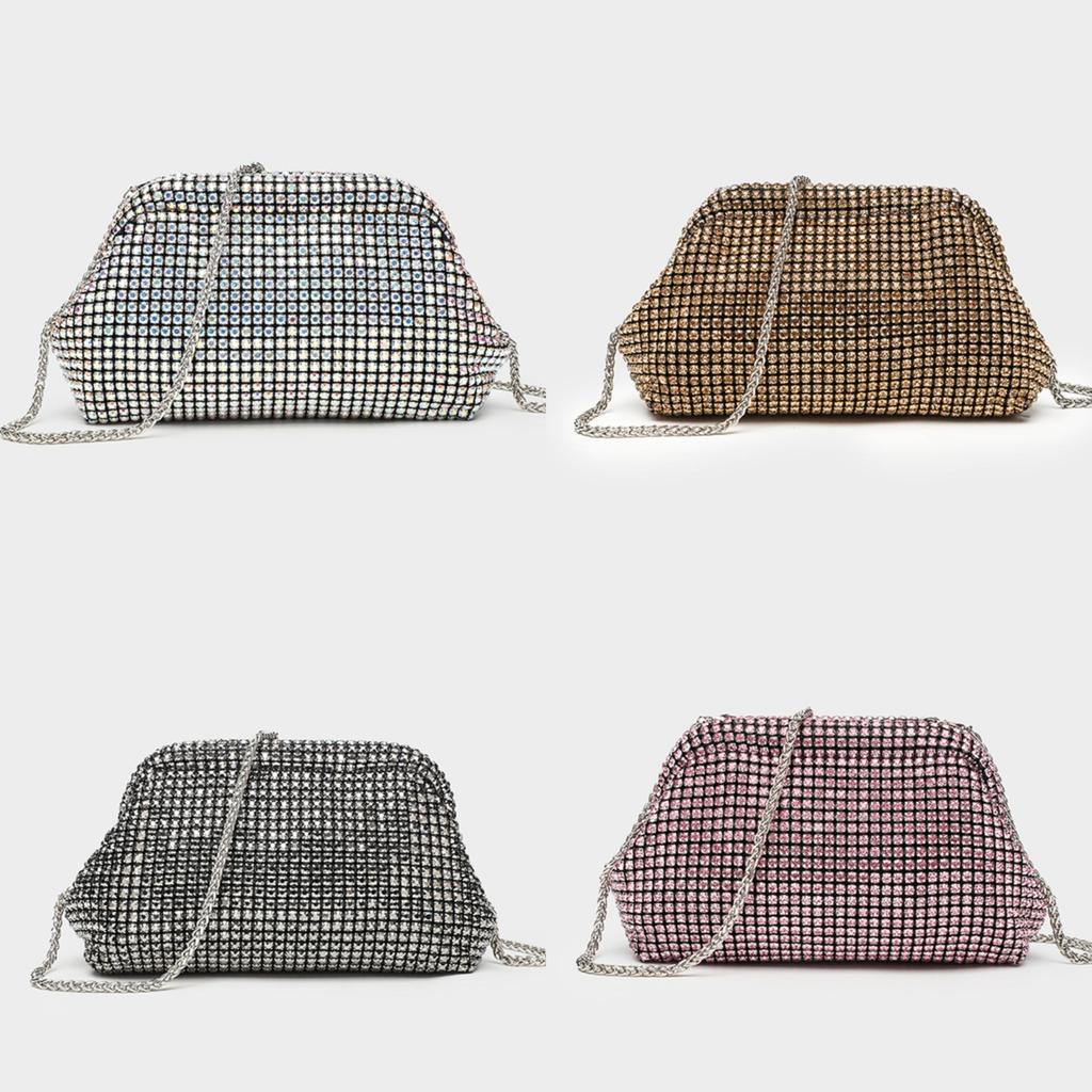 Pochette da sera in poliestere con strass per eventi formali