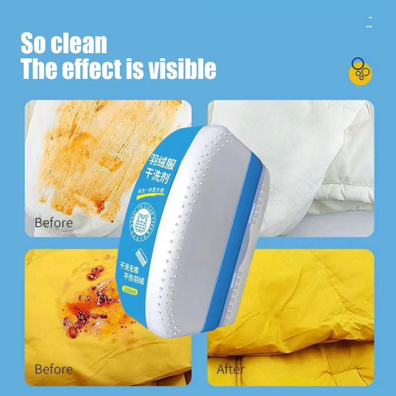 Down Jacket Dry Cleaner 100ml Detergent With Brush For Down Insulated Clothing High-Performance At-Home Dry Cleaner For Sleeping
