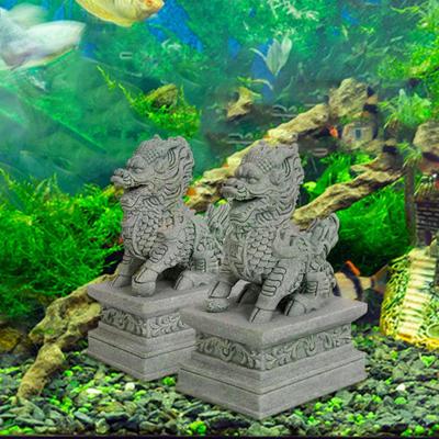 2Pcs Mini Kirin Statuen Tier Skulpturen Feng Shui Dekor kleine Micro Landschaft Aquarium