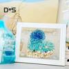 1 Set DIY Sea Glass Art Kit with Wooden Frame Handmade Seaglass Wall Art Decoration Framed Sea Glass Artwork Desktop Decoration Birthday Gift