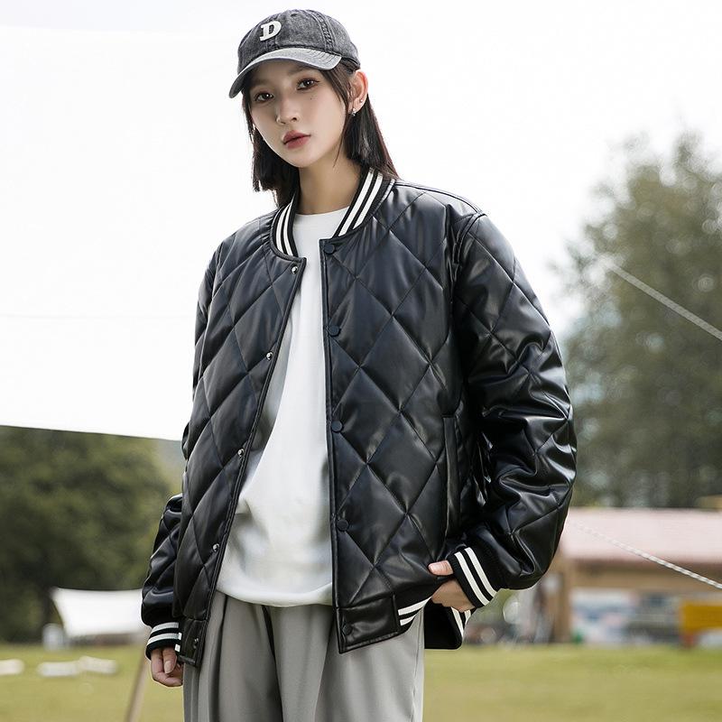 Couple's New Style PU Leather Jacket and Cotton Jacket for Men and Women, New Autumn and Winter Jacket, Baseball Uniform, Warm and Versatile