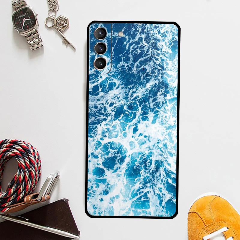 Blue Sea Ocean Waves Case For Samsung Galaxy S24 Ultra S20 S21 S22 S23 Plus S9 S10 S24 FE S25 Ultra Cover Coque