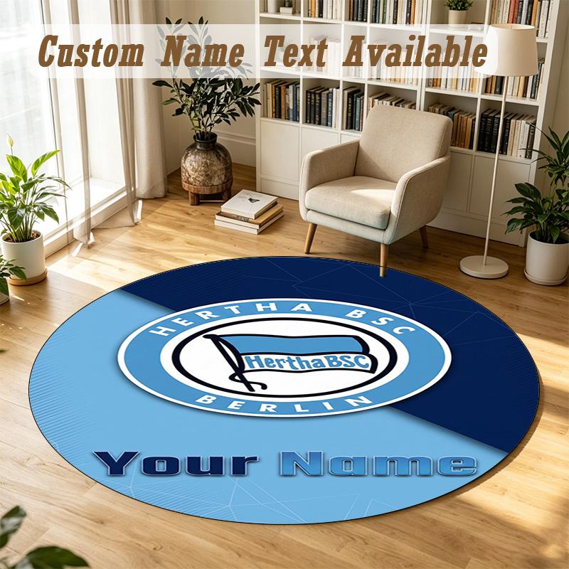 Round Rug Custom Namehertha Bsc Pattern Non Slip Carpet Home Floor Decor