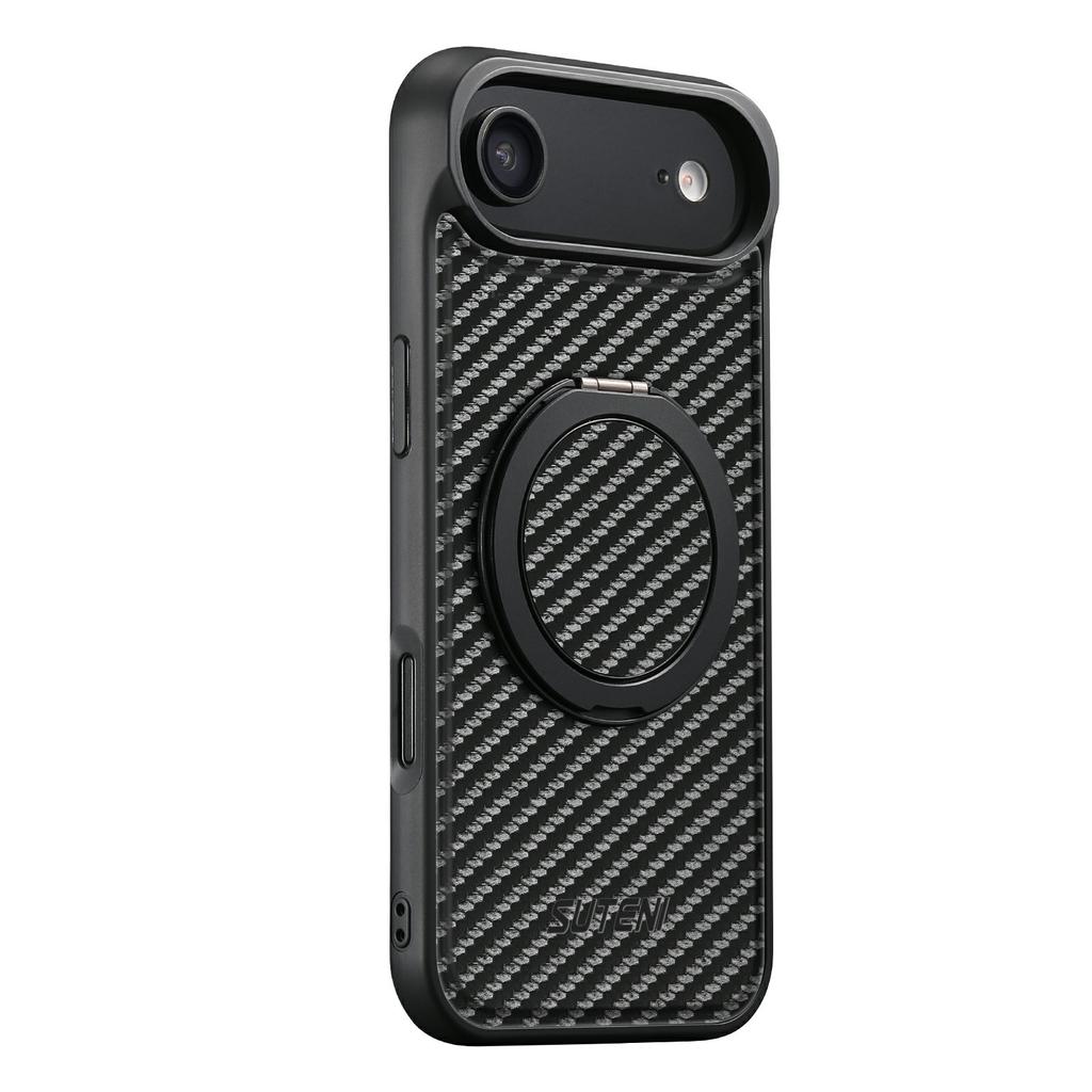 SUTENI G3 For iPhone Air Magnetic Case Rotating Kickstand Carbon Fiber Texture Leather Phone Back Cover