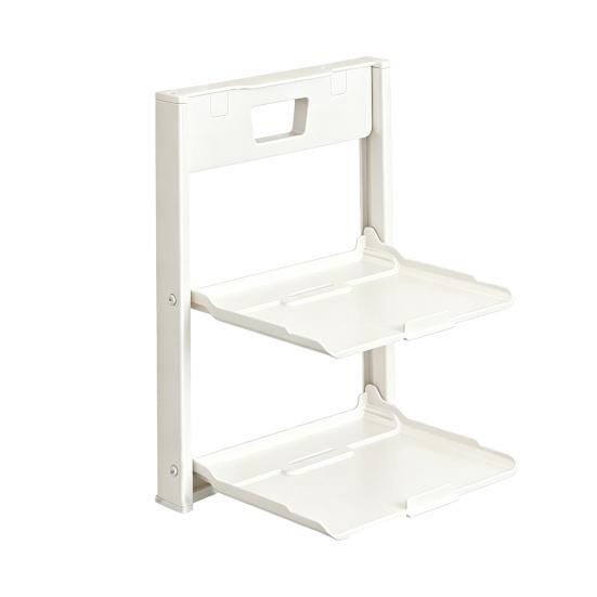 

Kitchen Storage Rack Wall Mounted with Suction Cup Organizer Foldable Serving Platter Countertop Shelf for Bowls Plates S білий