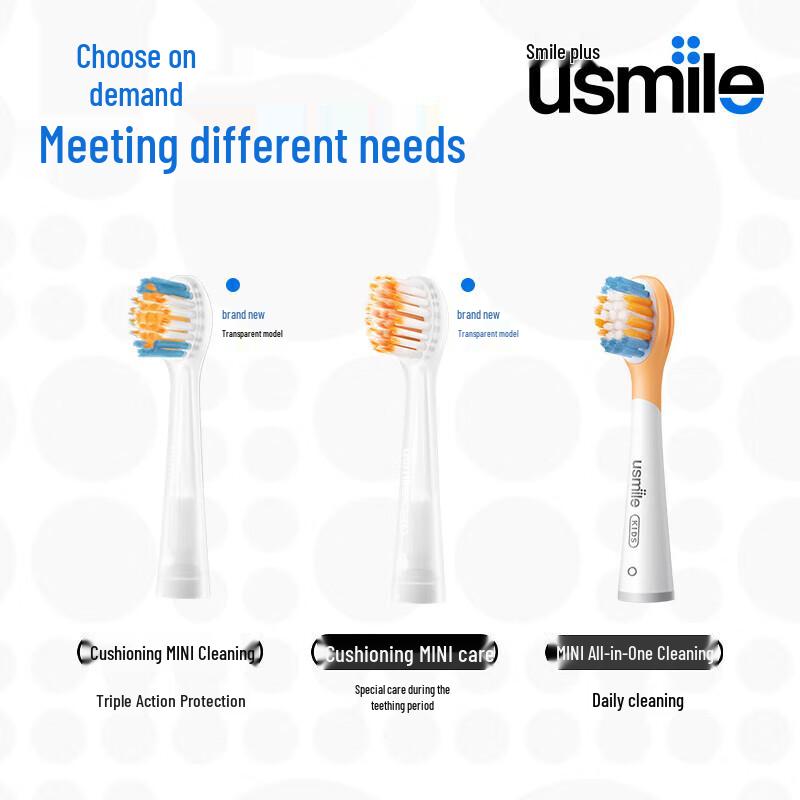 usmile Electric Toothbrush Replacement Brush Heads (2-Pack) CN Plug (adapter Included)