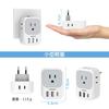 Conversion Plug C Type Korean for Overseas Travel Converter TESSAN Included 4 AC Outlets 2 1 Compatible with Countries Such As USB-C Type-A Type-C