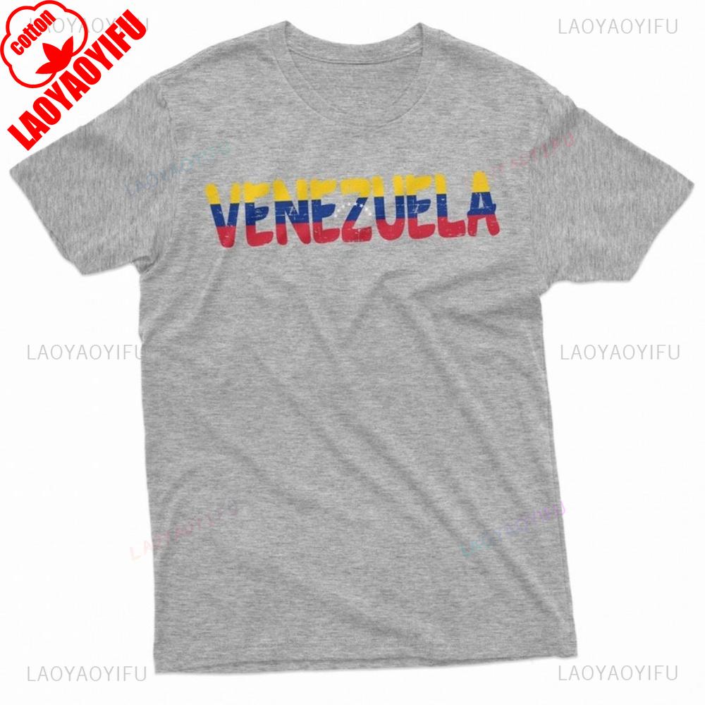 

Venezuela Flag Coat of Arms Country Graphic T Shirts Woman Man Unisex Adult Oneck Cotton Tshirt Casual Outdoors Streetwear 4XL