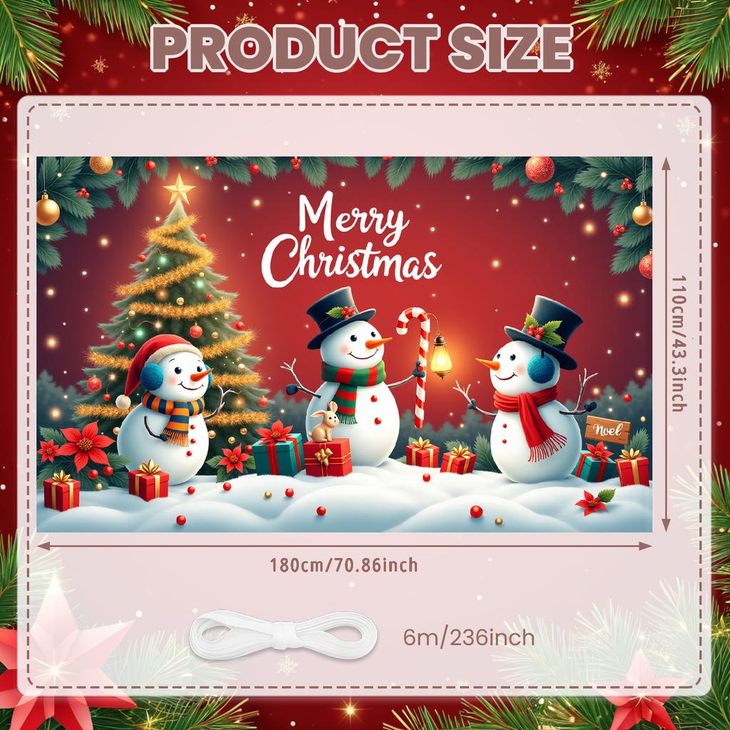 Christmas Decor Santa Claus Festive Backdrop Seasonal Decoration Christmas Tree Winter Wonderland Banner For Winter Festival