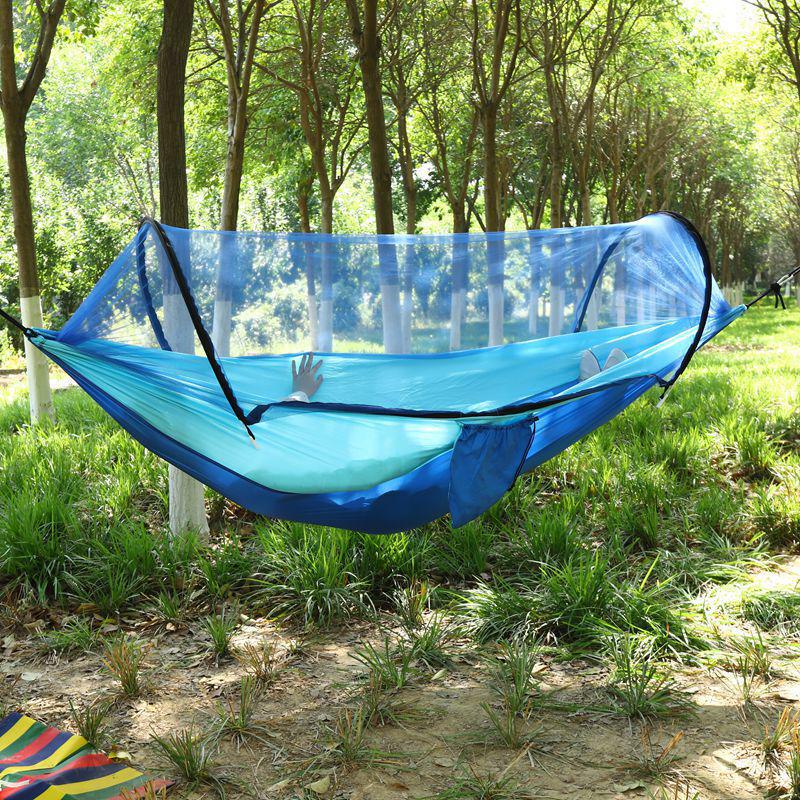 """Schnellöffnende Mückendichte Outdoor-Hängematte mit Netz - Einzel-/Doppel-, Kippsicher, Nylon"""