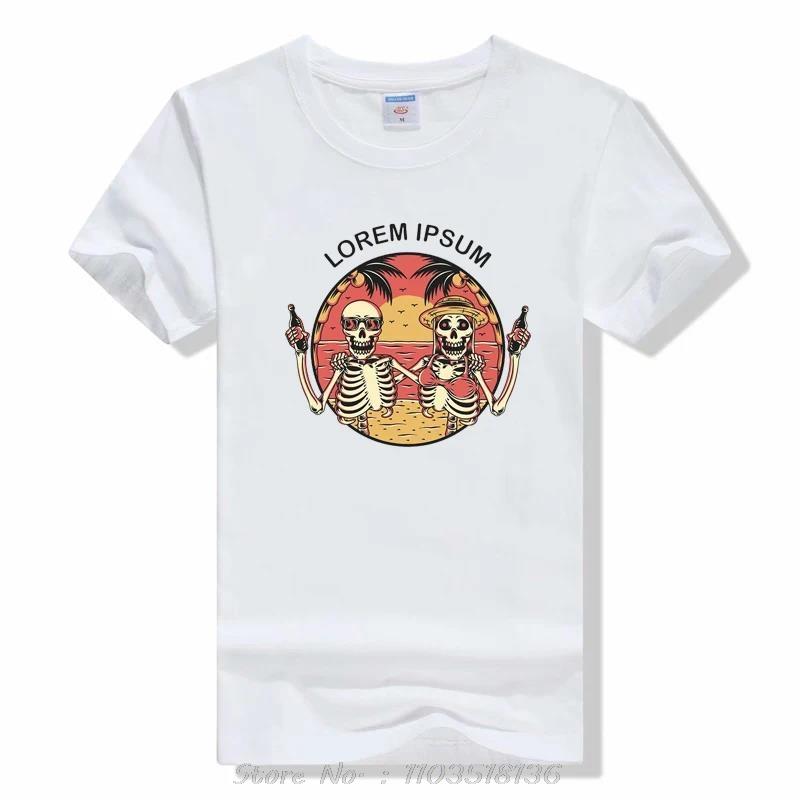 Graphic Punk Skull Coconut Tree Beach Landscape Heat T Shirt Summer Clothes Fashion Printing Tees Short Sleeves Cotton T Shirts