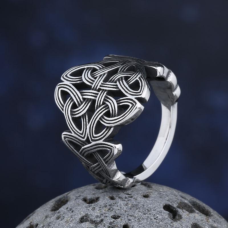 316L Stainless Steel Viking Rings for Men Norse Celtic Knot Jewelry Polished Vintage Boyfriend Gift Fashion