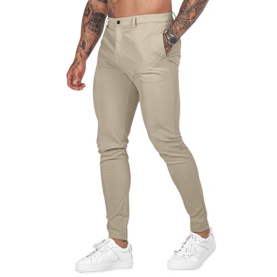 Herren Hose Slim Fit Einfarbige Knöchellänge Weich Atmungsaktiv Mittlere Taille