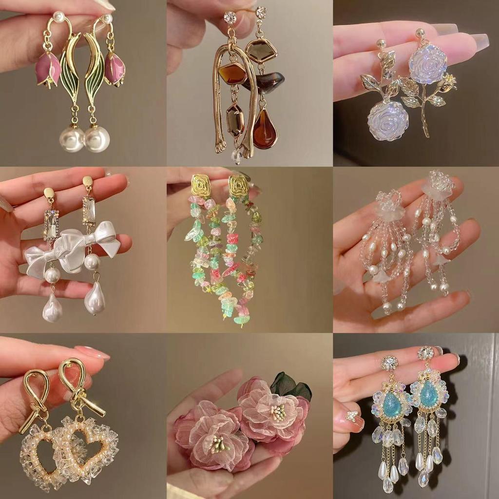 Retro Silbernadel Eingelegte Diamant Kristall Perlen Ohrringe - Luxuriöse Lange Europäische & Amerikanische Stil Ohrringe für Frauen