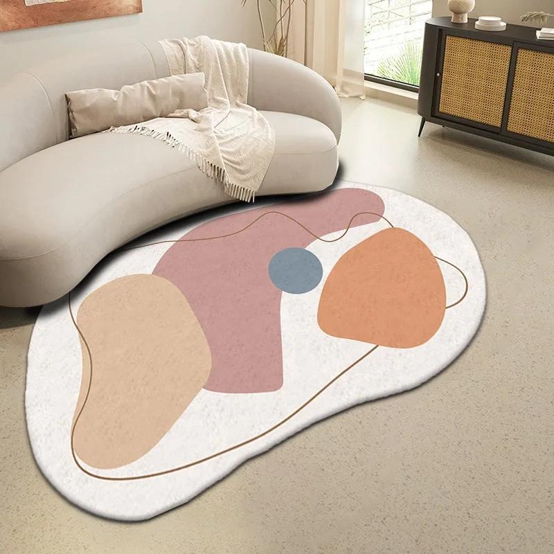 Large Modern Luxury Carpets for Living Room Fluffy Soft Green Plush Carpet Cream Irregular Rug Home Thickened Mat Washable Mats