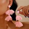 Boho Style Chiffon Flower Earrings Exaggerated Ear Studs Trendy Fabric Tassel Earrings  for Women