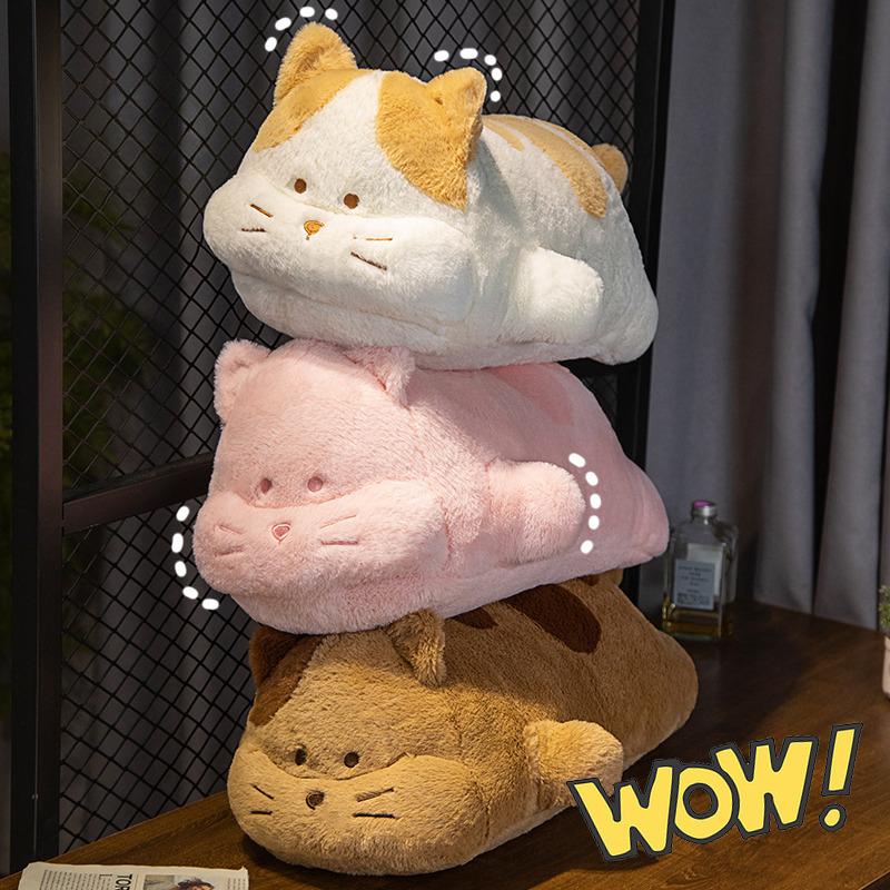 Long Striped Fat Cat Doll Pillow Girl Sleeping Plush Toy Doll Softly Hold Long Striped Pillow Clamp Legs Big Doll