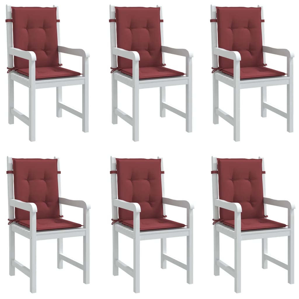 Low Backrest Chair Cushions 6 Pcs. Melange Wine Red 100x50x4 Cm Fabric