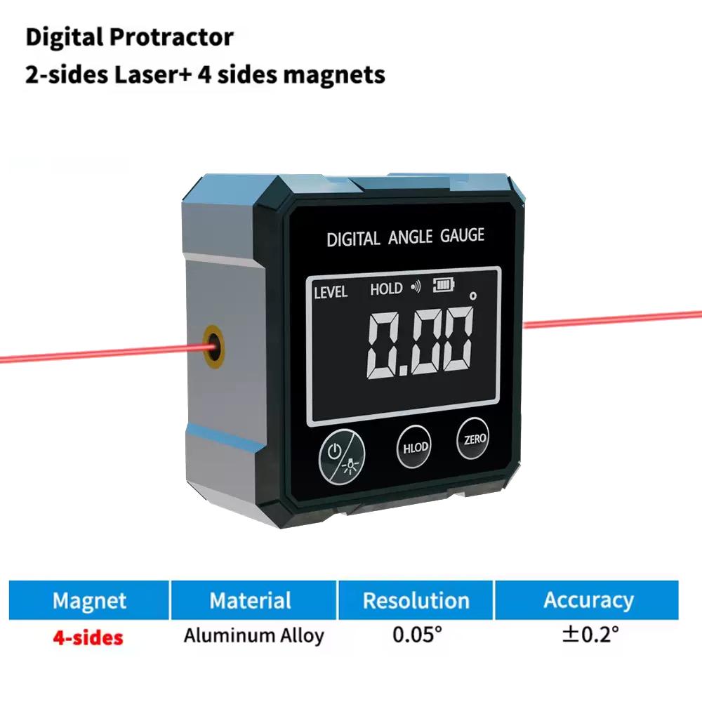 EHOTOO Dual-Laser, Four-Sided Magnetic, Rechargeable Digital Angle Measuring Instrument for Woodworking, Measuring Tool