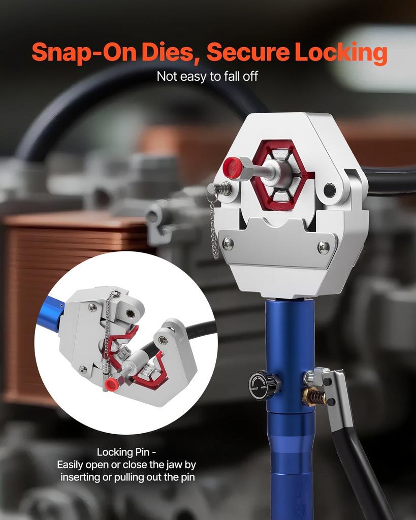 Hydraulische Slangkrimper, Hydra-Krimp AC Slangkrimper Kit met 7 Matrijzen Snap-On, Geïntegreerd Handmatig Hydraulisch A/C Slangen Krimpgereedschap voor Automotive & Air
