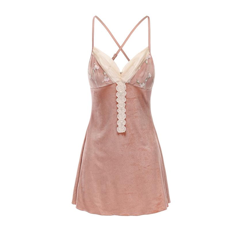 Women's Velvet Padded Sleep Dress with Open Front Robe Lounge Set