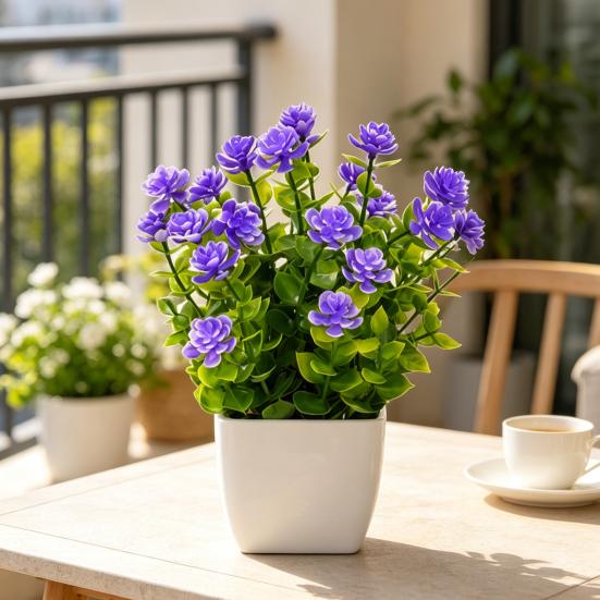 Simulated Potted Plants Mini Eucalyptus And Camellia Buds Potted Plant Maintenance-Free Fake Plants