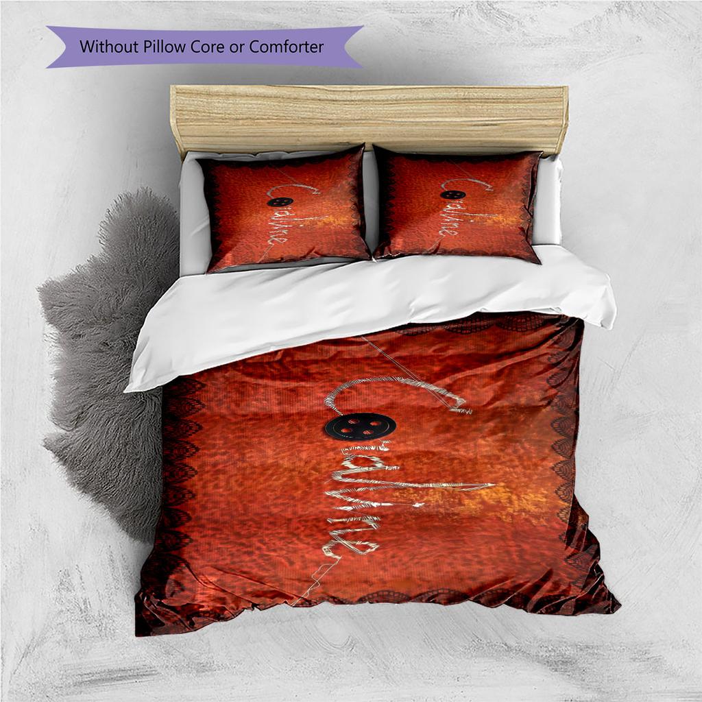 Coraline Pattern Bedding Home Decoration Birthday Gift ( 1 Duvet Cover + 2 Pillowcase, Without Core),fan Merchandise.