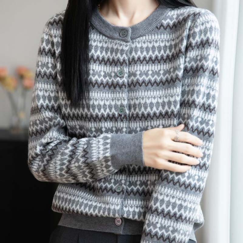 Sweaters Coat Cardigan for Women Autumn Winter Large Size Stripes Long Sleeve Knit Cardigan Sweaters Jacket