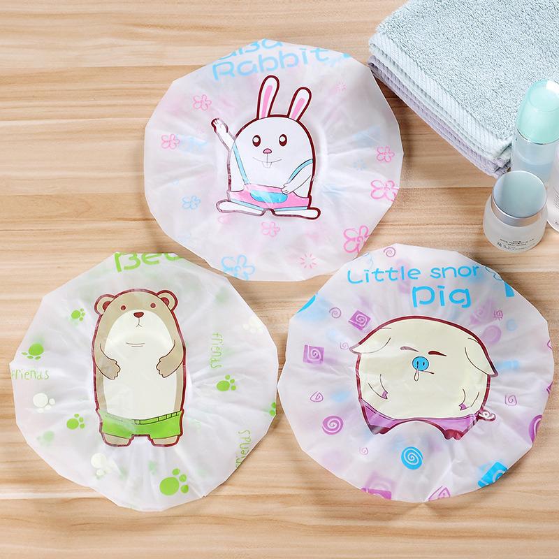 1Pcs Cute Cartoon Bath Hat Thickened Waterproof And Oil Fume Cap Shower Cap Bathroom Accessories Spa Hair Salon Supplies