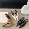 2025 Spring New Brand Women Slipper Pointed Toe Slip On Ladies Mules Thin Low Heel Outdoor Dress Sandal Shoes