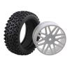 Mxfans 4 Pieces 12mm Hex RC 1/10 Front and Rear Wheel Rims & Tires 66012/66032 for RC 1/10 Off-Road Buggy
