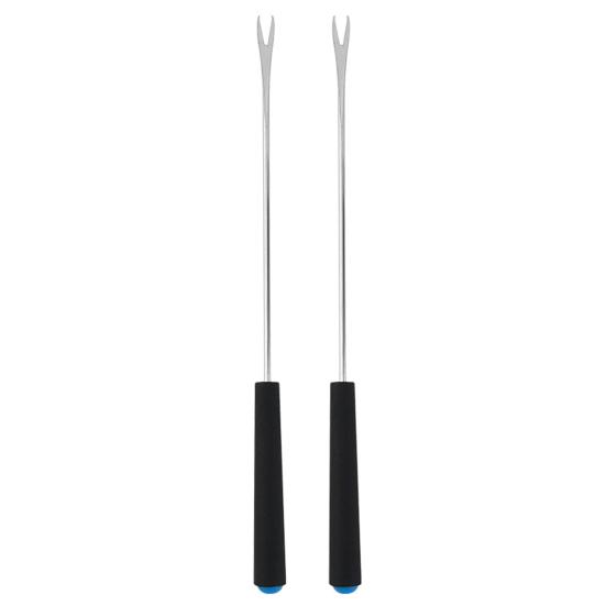 

2Pcs Retractable BBQ Fork with V-Shaped Prongs Non-Slip Handle Stainless Steel Grilling Fork Portable Outdoor Cooking Tool for Camping Picnic Party A синій