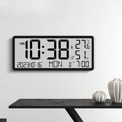 Household LCD Large Screen Digital Wall Clock Multifunctional Temperature Humidity Display Simple Morden Style Electronic Clock