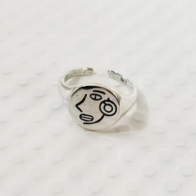 Abstract Face Open Ring: Creative & Unique Design