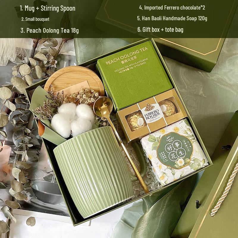 Elegant Ceramic Mug Gift Set 03 Ceramic Cup, Spoon, Flowers, Tea, Handmade Soap