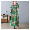 Summer New Printed V-neck Loose Large Size Chinese Style Long Dress Temperament Female