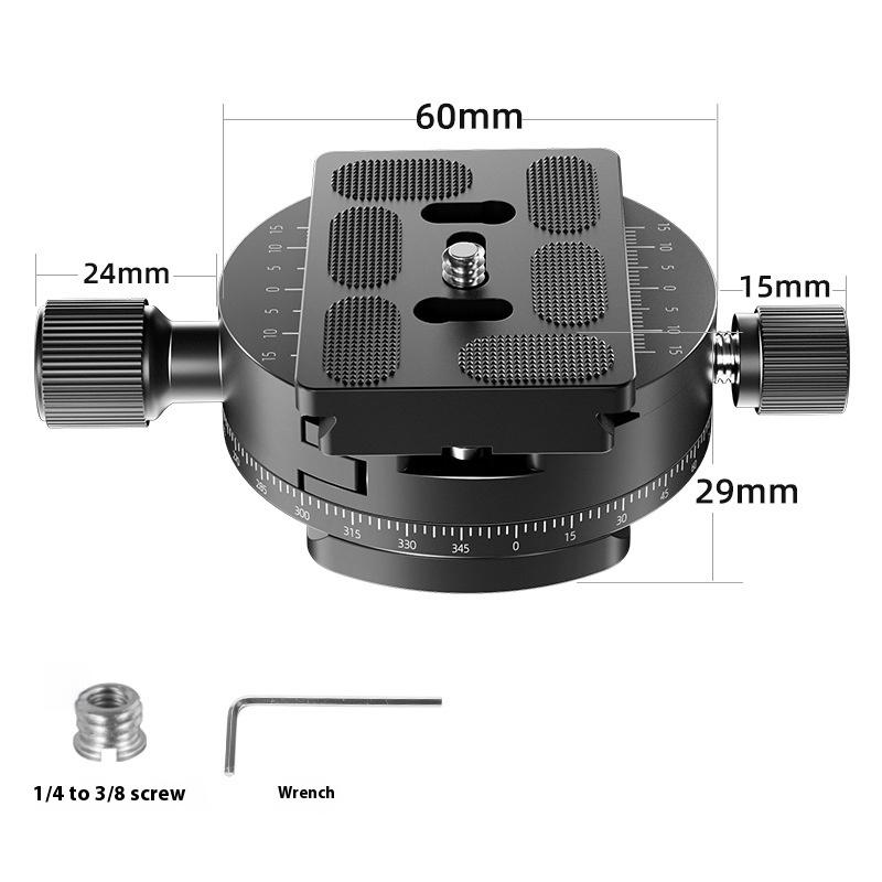 Qj-08/Qj-08S 360° Panoramic Rotating Quick Release Plate Clamp Tripod Head Universal Camera Photography Quick Release Base