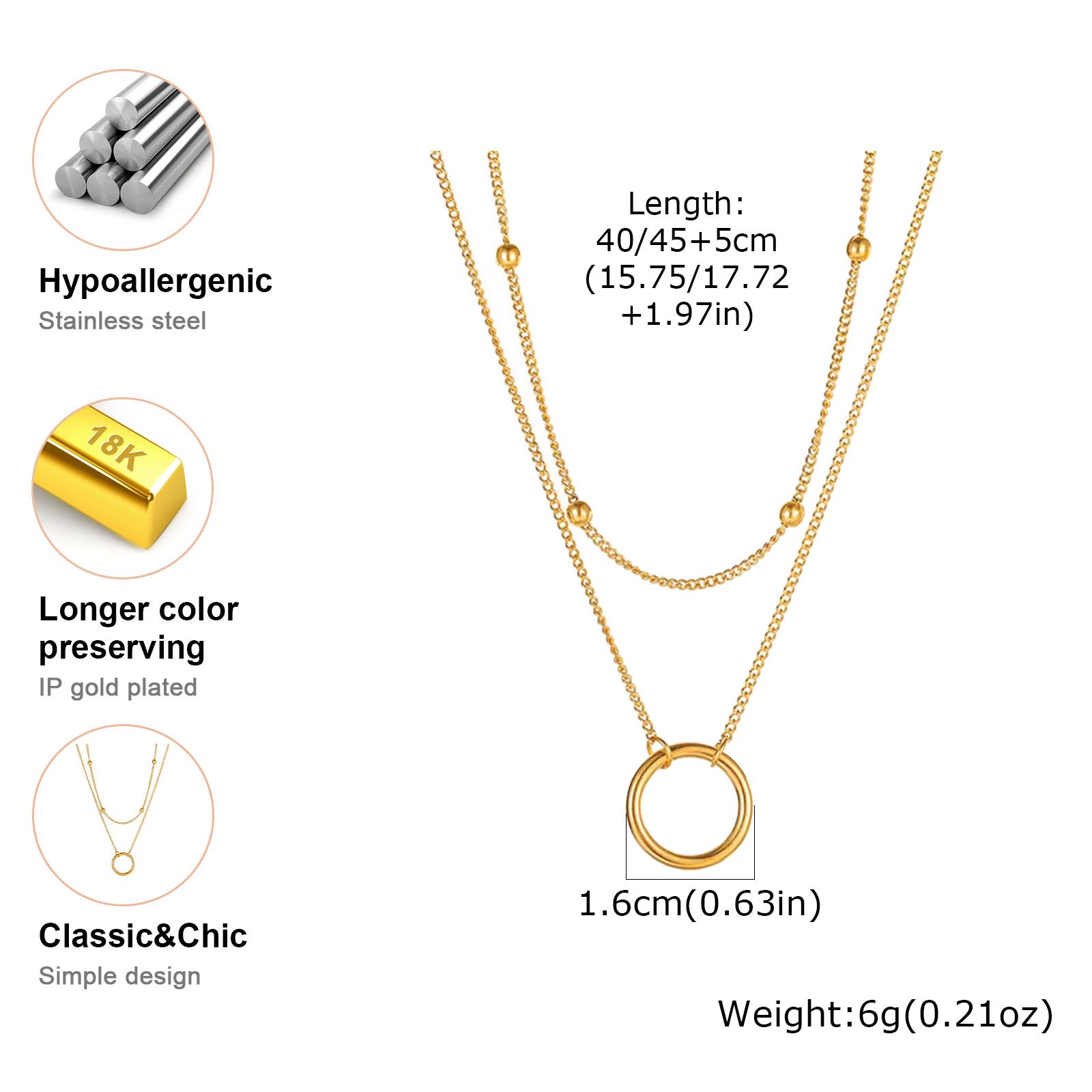 Vnox 2pcs Gold Color Link Chain Necklace Set for Women, Stainless Steel Waterproof Anti-allergy Necklaces, Fashion Jewelry Gifts