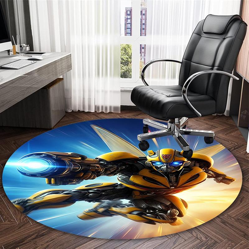1pc Bumblebee5 Print Round Carpet Chair Round Carpet Suitable for Bedroom Living Room Home Decorative Carpet