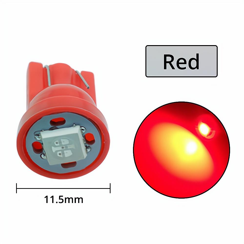 10Pcs Lots T10 W5W 5050 1Smd Car LED White Blue Red Yellow Green Bulb 194 168 192 Dome Lights Wedge Auto Clearance Lamps DC 12V