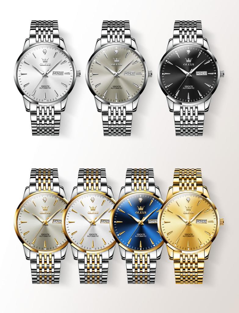 OLEVS 6635 Herrenuhr Automatikwerk Mechanische Armbanduhr Kalender Original Echte Uhr