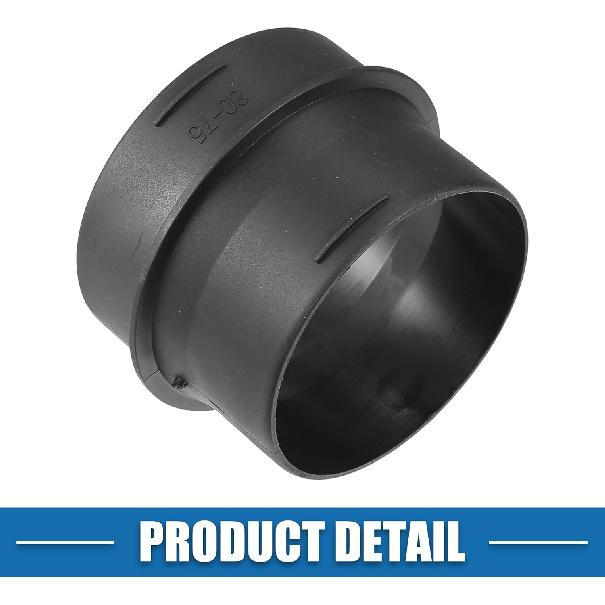 Car Air Ducting Connector Straight Air Heater Duct Joiner Connector Pipe 80mm to 75mm Black