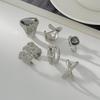 5Pcs/Set Fashion Acrylic Rhinestone Open Rings For Women Vintage Geometric Square Adjustable Knuckle Ring Men Jewelry