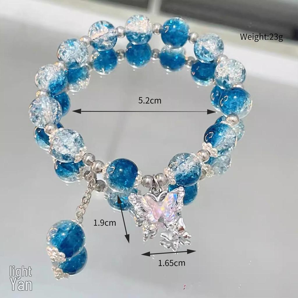 Floral Butterfly Glass Beaded Bracelet: Perfect Gift for Friends, Students, and Girls