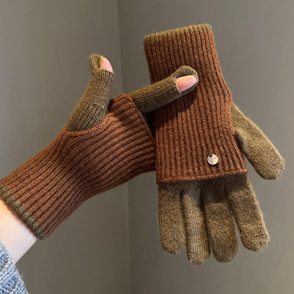 Woolen Gloves Warm Winter Gloves Simple Knitted Gloves Outdooor