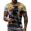 Summer Trend Retro Japanese Samurai Pattern T-shirt Personality Men's T-shirt Harajuku Round Neck Short Sleeve Top T-shirt